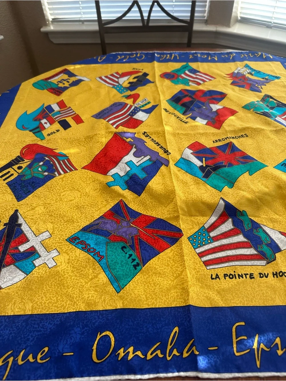Blue & Gold Nautical Patterned Women's Silk Scarf
